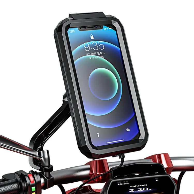 Kewig 自転車・オートバイ用 防水リアビューミラー ボックス タッチスクリーン対応スマホホルダー 小型リアビューミラー取り付け 大型リアビューミラー取り付け
