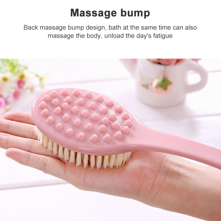 ロングハンドルバスブラシ ソフトヘアバスブラシ マッサージ用背中ブラシ付き