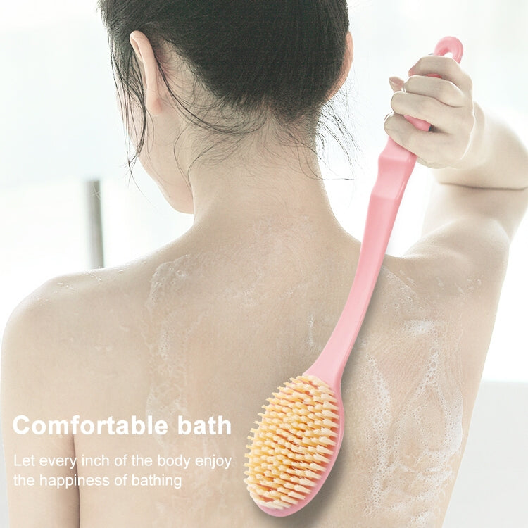ロングハンドルバスブラシ ソフトヘアバスブラシ マッサージ用背中ブラシ付き