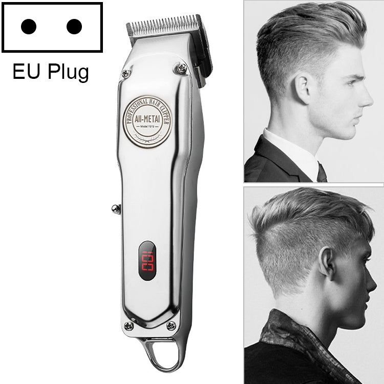 レトロオイルヘッド電動プッシャー強力電動フェーダーLCDデジタル表示充電式ヘアクリッパー、EUプラグ、USプラグ