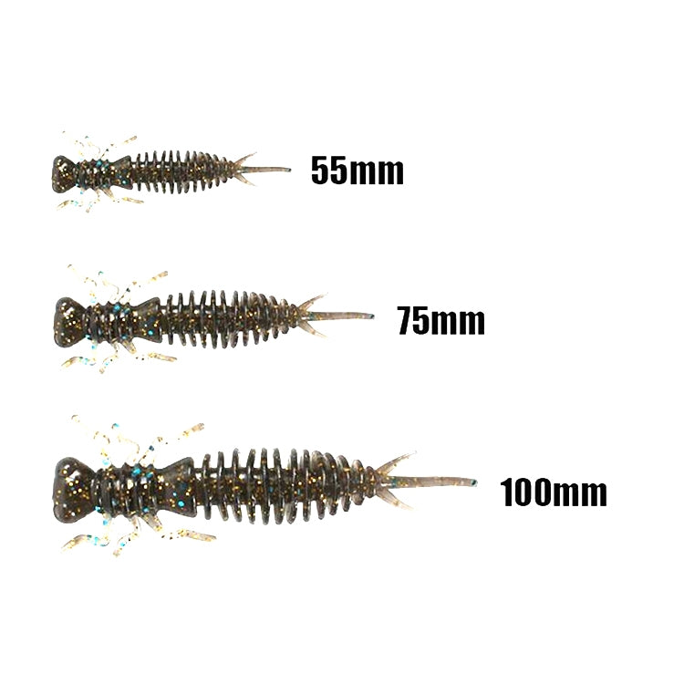 15個セット8色幼虫シリコンソフトルアー餌、55MM、75MM、100MM