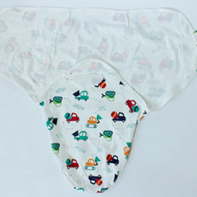 春夏用綿製ベビーインファントバッグ タオル スリーピングバッグ 編み布キャップセット, S (50x70 CM), L (60x75 CM)