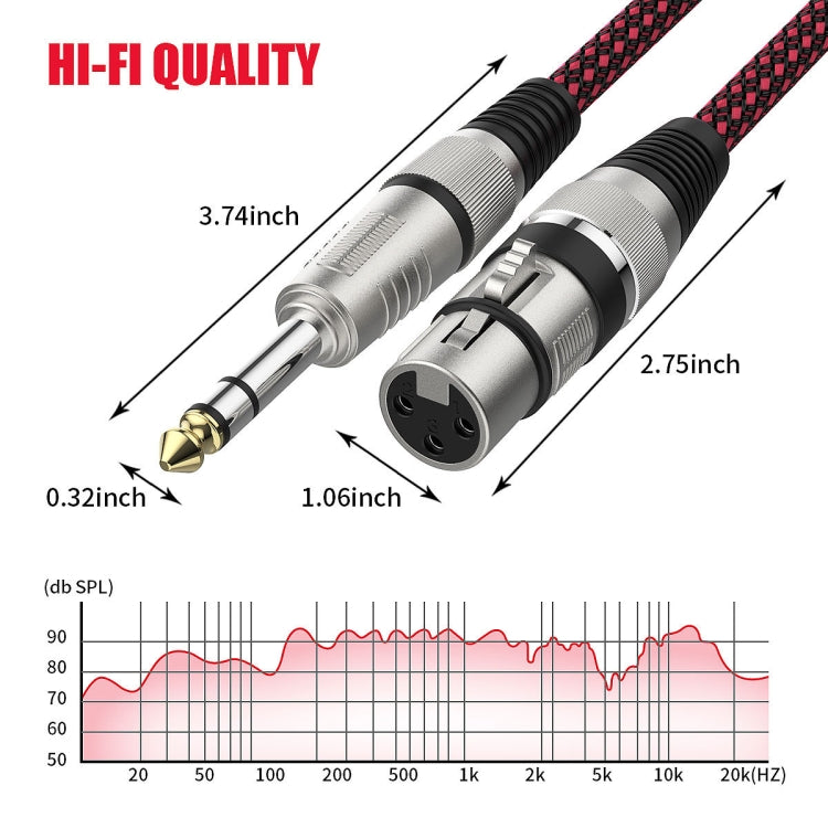 赤黒ネット TRS 6.35mm オス から カロン メス マイクロフォン XLR バランスケーブル、0.5m、1m、1.8m、3m、5m、8m、10m、12m、15m、20m、25m、30m