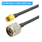 RP-SMAオスからNオスへのRG58同軸アダプターケーブル、RP-SMAオスからNオス 0.5m、RP-SMAオスからNオス 1m、RP-SMAオスからNオス 1.5m、RP-SMAオスからNオス 3m、RP-SMAオスからNオス 5m、RP-SMAオスからNオス 10m