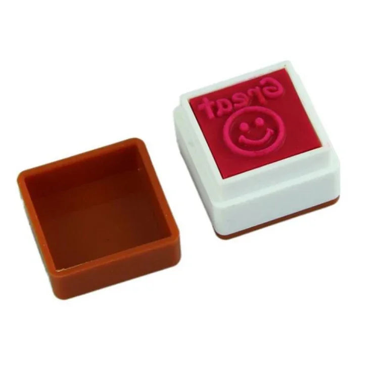24個入り／箱 教師コメント カートゥーンプラスチック正方形スタンプ カラフルパターン 子供用おもちゃスタンプ, 正方形スタンプ
