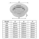 外壁用ステンレススチール平頭 雨・虫よけ鳥よけフード、70mm、80mm、00mm、120mm、150mm、180mm、200mm