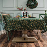 リネンコットンクリスマスパーティーテーブルクロス 長方形ブロンズ仕上げダイニングテーブルカバー 100x140cm、140x140cm、140x160cm、140x180cm、140x200cm、140x220cm、140x240cm、140x260cm、140x300cm、90x90cm