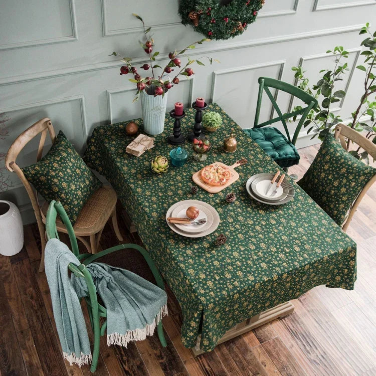 リネンコットンクリスマスパーティーテーブルクロス 長方形ブロンズ仕上げダイニングテーブルカバー 100x140cm、140x140cm、140x160cm、140x180cm、140x200cm、140x220cm、140x240cm、140x260cm、140x300cm、90x90cm