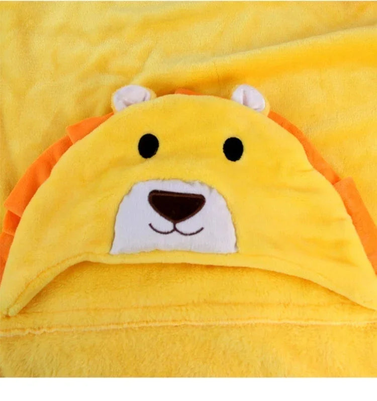 赤ちゃん動物形フード付きケープバスタオル, 100×75cm
