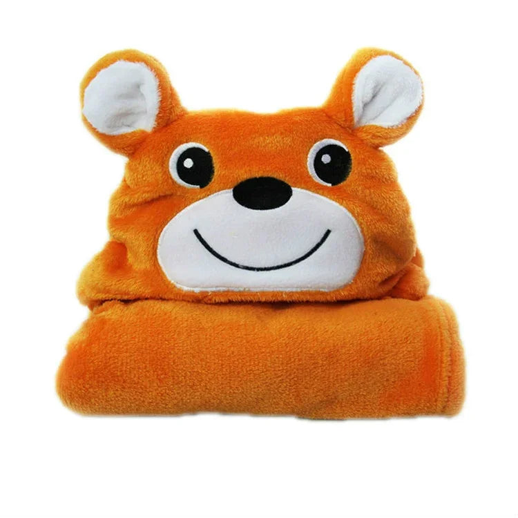 赤ちゃん動物形フード付きケープバスタオル, 100×75cm