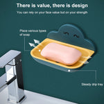 クラウドソープボックス トイレ用クリエイティブ壁掛け浴室トイレ 無打孔二層排水ラック、ホワイト、ピンク、ダークブルー、ライトブルー