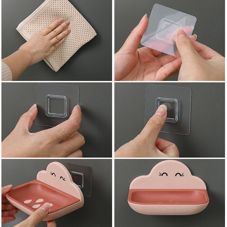 クラウドソープボックス トイレ用クリエイティブ壁掛け浴室トイレ 無打孔二層排水ラック、ホワイト、ピンク、ダークブルー、ライトブルー