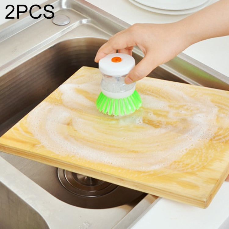2 PCS Kitchen Washing Utensils Pot Dish Brush With Washing Up Liquid Soap Dispenser, Random Color Delivery, Utensils Pot Dish Brush