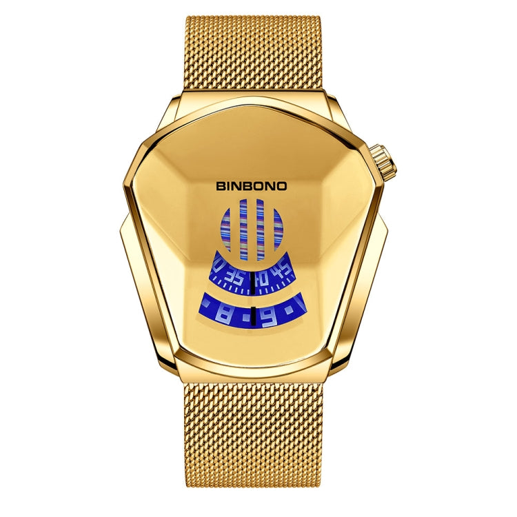 BINBOND Locomotive Concept Watch Men Live Black Technology Watch, White Net Belt White Steel Blue Face, White Net Belt White Steel White Face, Gold Net Belt Full Gold Blue Face, Gold Net Belt Full Gold Gold Face, Black Net Belt Black Steel Blue Face   ...