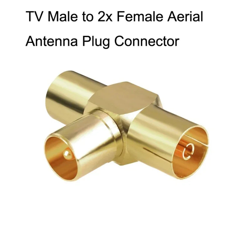 TVオスから2xメス空中アンテナプラグコネクター 同軸ケーブルアダプター、TVオスから2xメス