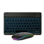 10インチ RGBカラフルバックライト Bluetoothキーボード＆マウスセット 携帯電話/タブレット用 ブラック、ホワイト