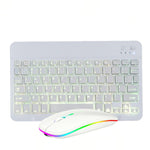10インチ RGBカラフルバックライト Bluetoothキーボード＆マウスセット 携帯電話/タブレット用 ブラック、ホワイト