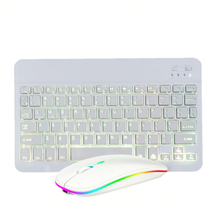 10インチ RGBカラフルバックライト Bluetoothキーボード＆マウスセット 携帯電話/タブレット用 ブラック、ホワイト