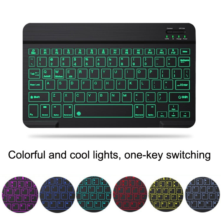 10インチ RGBカラフルバックライト Bluetoothキーボード＆マウスセット 携帯電話/タブレット用 ブラック、ホワイト