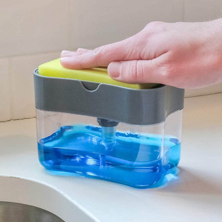 キッチン食器洗い機用ブラシ 液体石鹸ポンプボックス 石鹸ディスペンサー 洗浄スポンジ付き自動洗浄ブラシ