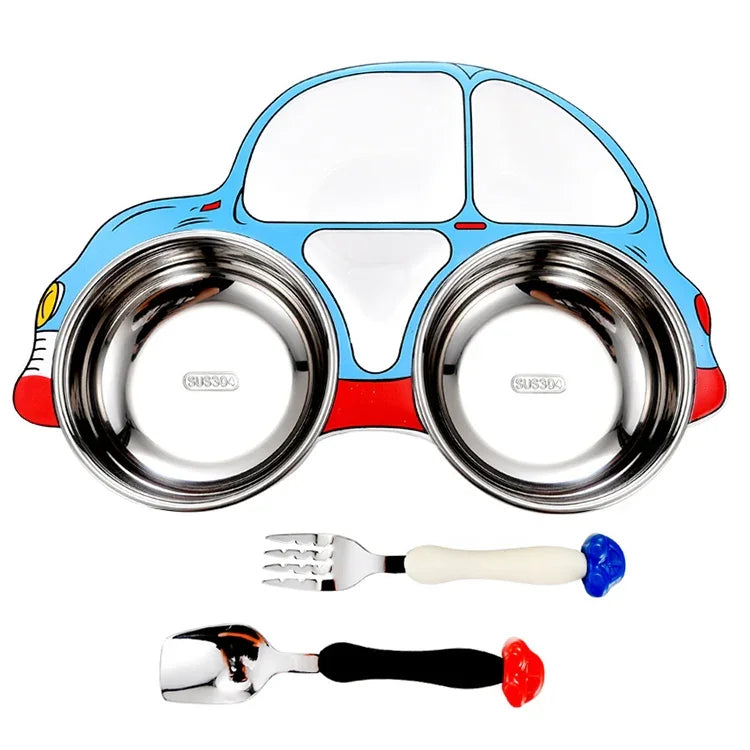 304ステンレス製子供用車内食事プレート ブルー（取り外し・洗浄可能）