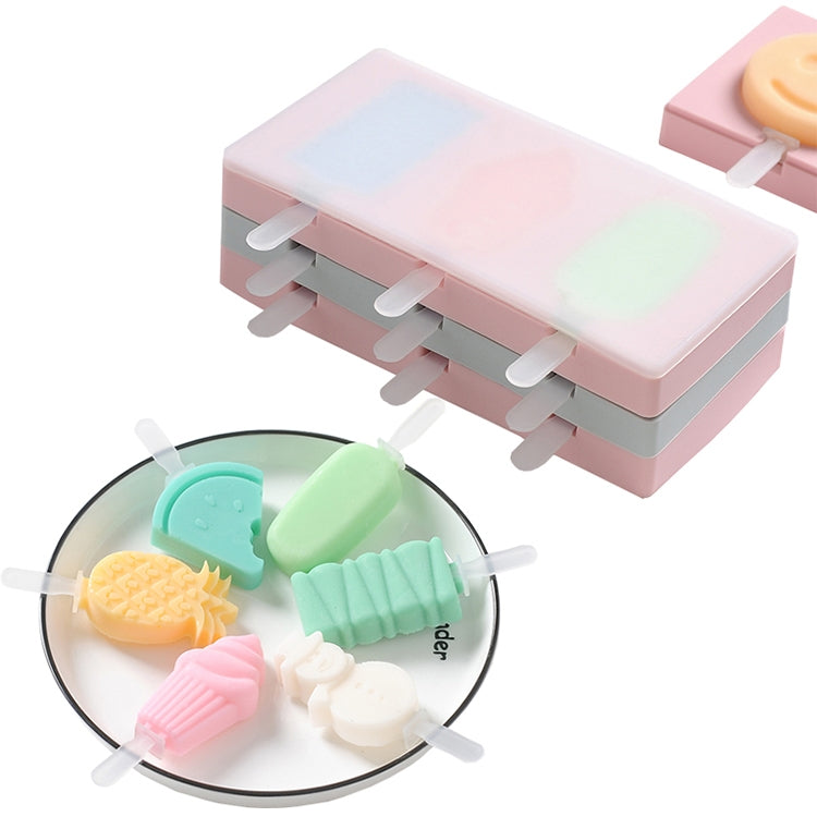 シリコン製キャラクター手作りDIYアイスクリームポップシクル型 蓋付き、カラーランダム配送、フルーツウッドペッカー、アイスクリーム、雪だるま、カバ、ウサギ