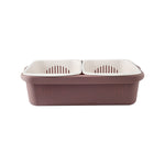 二重層分類四角排水バスケット キッチン家庭用プラスチック製果物野菜バスケット、ダークレッド、イエローブルー、グラスグリーン、ライトグレー