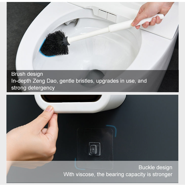 壁掛けトイレブラシ シンプル 無打孔 バスルーム掃除ブラシ、ホワイト、ブラック