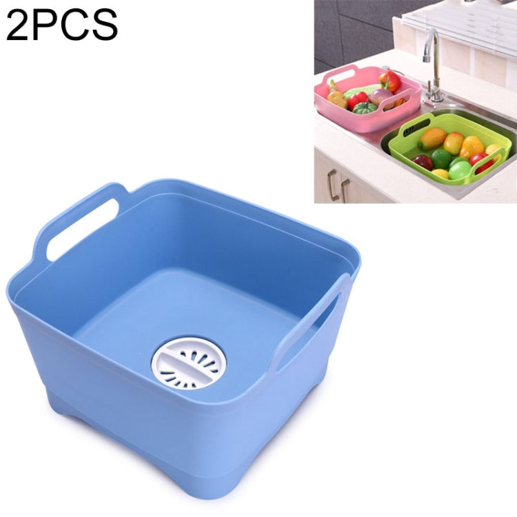 2個セット多機能モバイルシンク キッチンプラスチック野菜洗いバスケット 果物・野菜収納排水バスケット、ピンク、パープル、グリーン、ブルー、ホワイト、ダークグレー、ダークグリーン