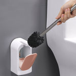 バスルームトイレ壁掛けトイレブラシセット 柔らかい毛 長い柄 死角なし、ピンク、ブルー、グリーン、グレー