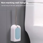バスルームトイレ壁掛けトイレブラシセット 柔らかい毛 長い柄 死角なし、ピンク、ブルー、グリーン、グレー