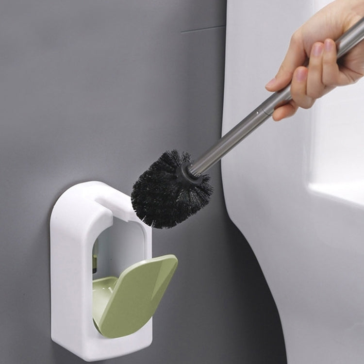 バスルームトイレ壁掛けトイレブラシセット 柔らかい毛 長い柄 死角なし、ピンク、ブルー、グリーン、グレー