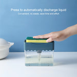 掃除用布 食器洗いブラシ 液体ボックス キッチンブラシ 洗剤ミキサー プレスプラスチック石鹸箱、ホワイト、ダークグレー、ダークブルー