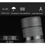連続ズーム単眼鏡 低照度ナイトビジョンHD高倍率望遠鏡、10-30X50