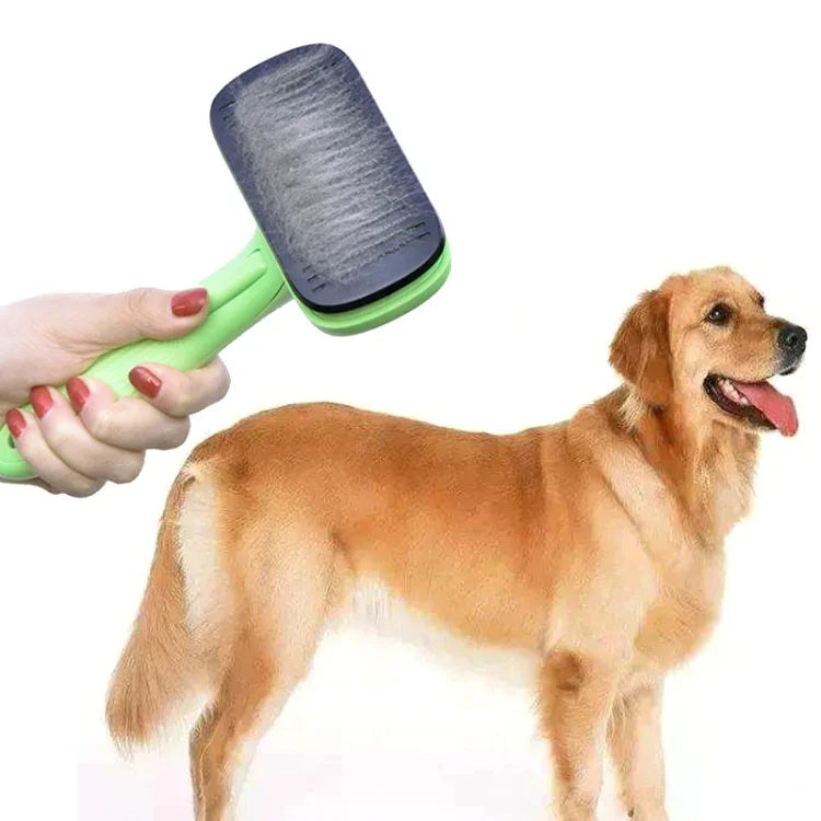 ペット毛取りコーム 自動毛取りブラシ 犬用グルーミングコーム クリーニング用品, グリーン