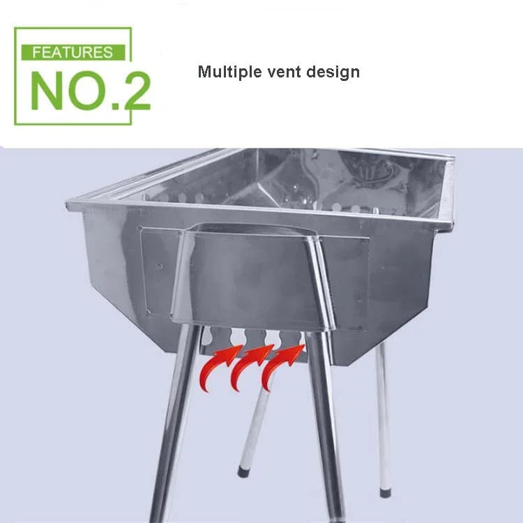 HZ-003 BBQ Grill Outdoor Portable Stainless Steel Stove Household Charcoal Barbecue Rack, M, L
