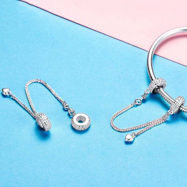 925スターリングシルバー ラブハート セーフティチェーン チャーム ストッパーペンダント 女性用ブレスレット DIYジュエリー, SCC1112