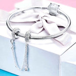 925スターリングシルバー ラブハート セーフティチェーン チャーム ストッパーペンダント 女性用ブレスレット DIYジュエリー, SCC1112
