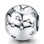 S925 スターリングシルバー 十二星座 ビーズ DIY ブレスレット アクセサリー ジュエリー シルバービーズ、牡羊座、牡牛座、双子座、蟹座、獅子座、乙女座、天秤座、蠍座、射手座、山羊座、水瓶座、魚座