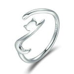 ノーティーキャット スターリングシルバー リング ファッション オープンリング、SCR220-B、SCR220