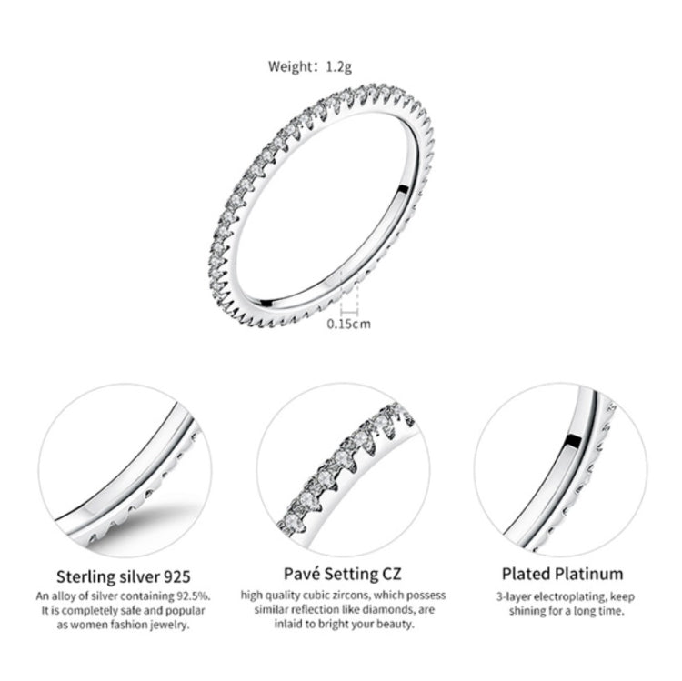 S925スターリングシルバー レディースファッションリング ダイヤモンド シンプルリング、5、6、7、8、9