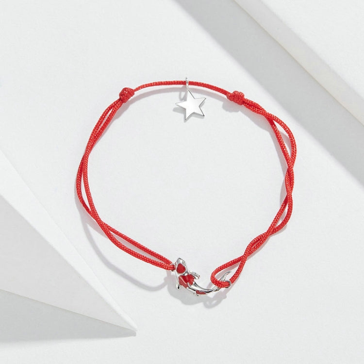 スターリングシルバー 赤い糸ブレスレット 鯉スター ブレスレット ジュエリー