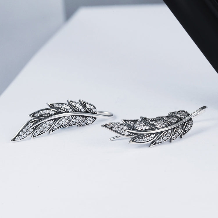 ダイヤモンドリーフシルバーイヤリング 女性用 S925スターリングシルバーイヤリング, SCE215