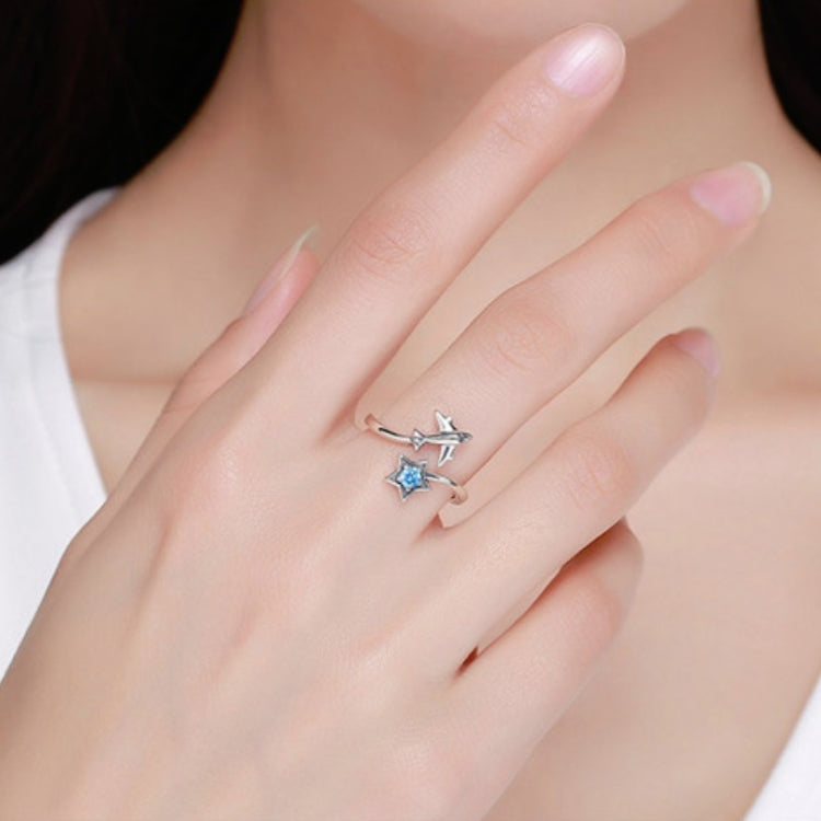 S925スターリングシルバーリング インターステラージャーニーオープン女性用リング, SCR322