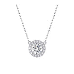 プラチナメッキジルコンネックレス S925スターリングシルバー シンプル女性用ネックレス, SCN345