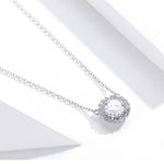 プラチナメッキジルコンネックレス S925スターリングシルバー シンプル女性用ネックレス, SCN345