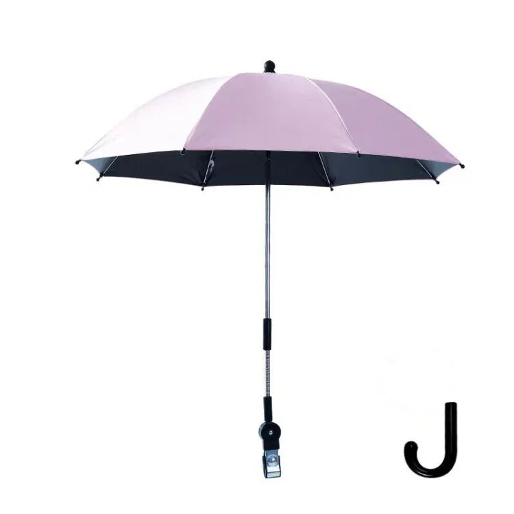 ベビーカー用ユニバーサル傘 スライド式ベビー用ビニール傘 UVカット ユニバーサルクリップ付き 日よけ＆雨兼用傘 ピンク、グレー、ブルー、ブラック