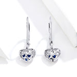 S925 Sterling Silver Stud Earrings Hollow Heart Shaped Earrings Simple Platinum Plated Earrings, SCE746