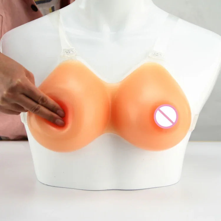 女装用義乳 連結シリコン偽乳 男性用女性の胸に偽装 偽乳 500g 透明肩紐 非粘着タイプ、500g 透明肩紐 貼付タイプ、600g 透明肩紐 非粘着タイプ