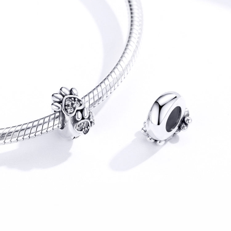 S925スターリングシルバー 動物の足跡ビーズ DIYブレスレットアクセサリー